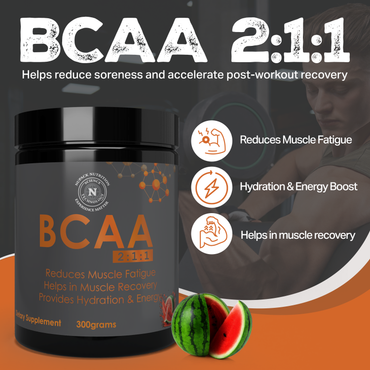 NUPACK BCAA 2:1:1 Watermelon Powder 300g | Amino Acid Supplement for Muscle Recovery, Hydration & Workout Support