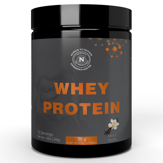 NUPACK Whey Protein Powder 30g Protein, French Vanilla, 5lb (52 Servings)