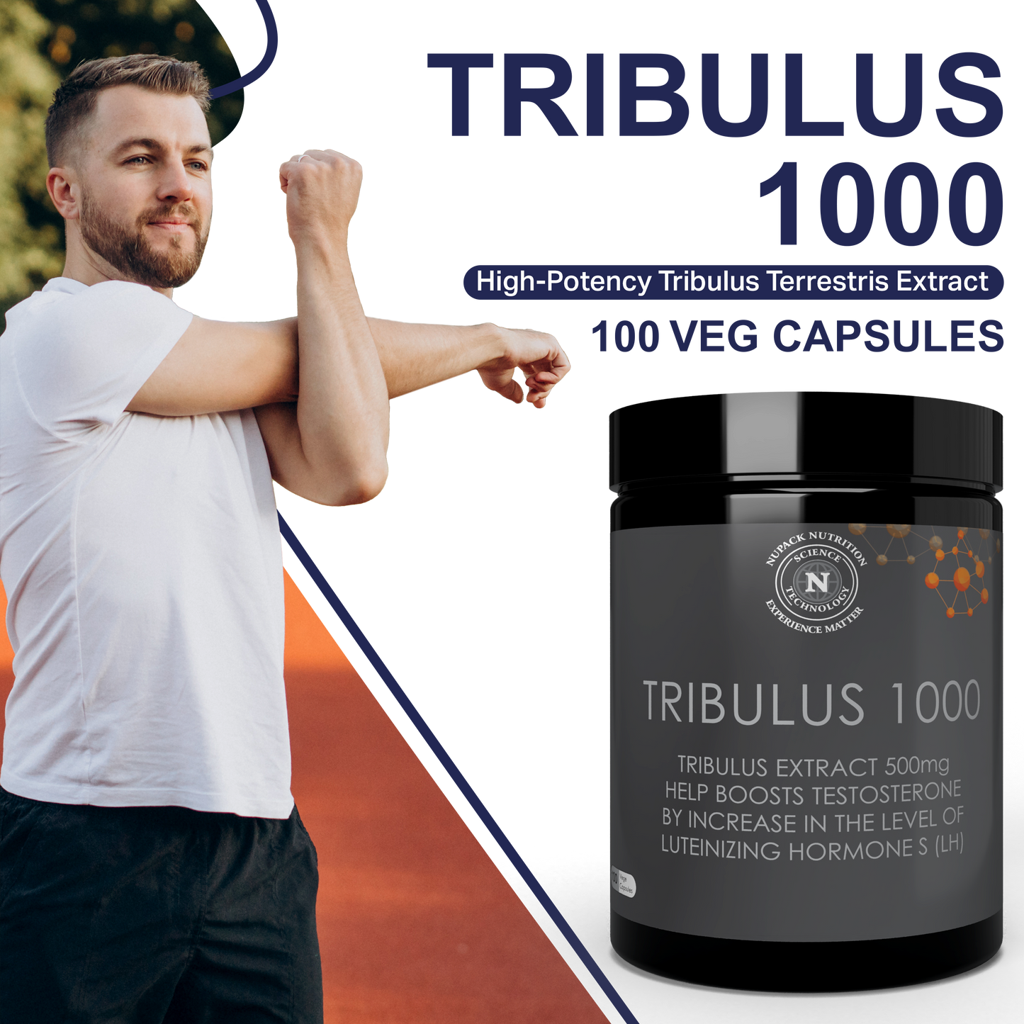 NUPACK Tribulus 1000 Testosterone Booster 500mg | Strength & Stamina | 100 Veg Caps