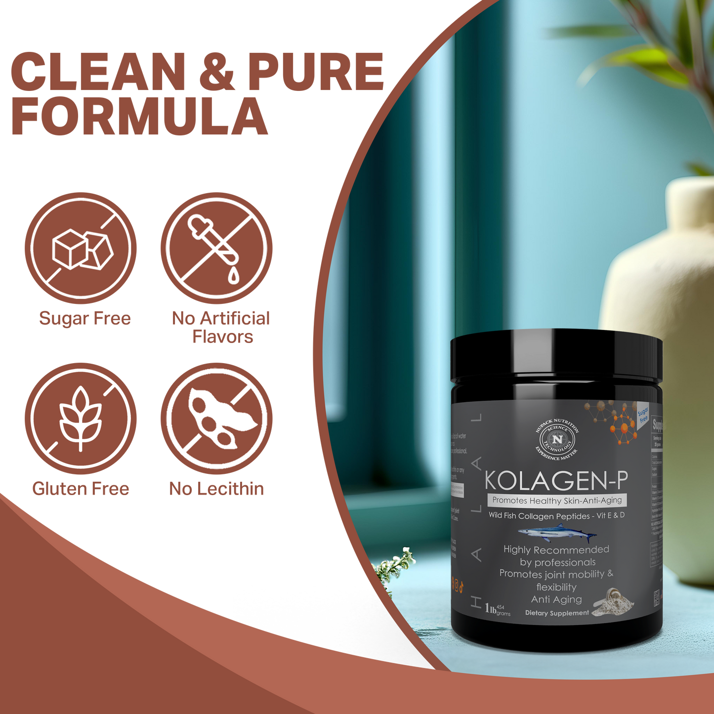 NUPACK KOLAGEN-P Wild Fish Collagen Peptides with Vitamins C, D & E | Skin & Joint Support