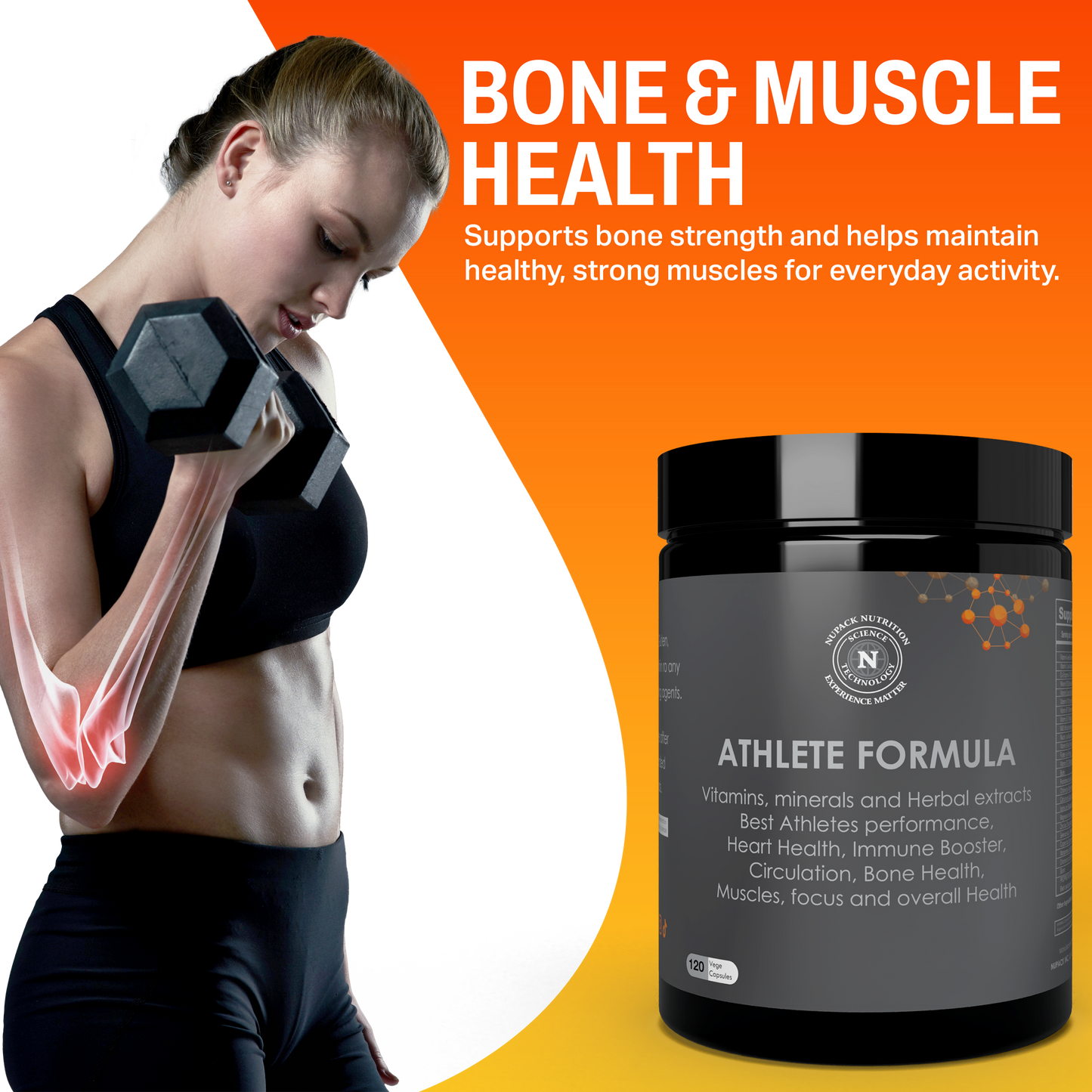 NUPACK Athlete Formula Multivitamin | Immune Support, Heart Health & Energy | 120 Veg Capsules