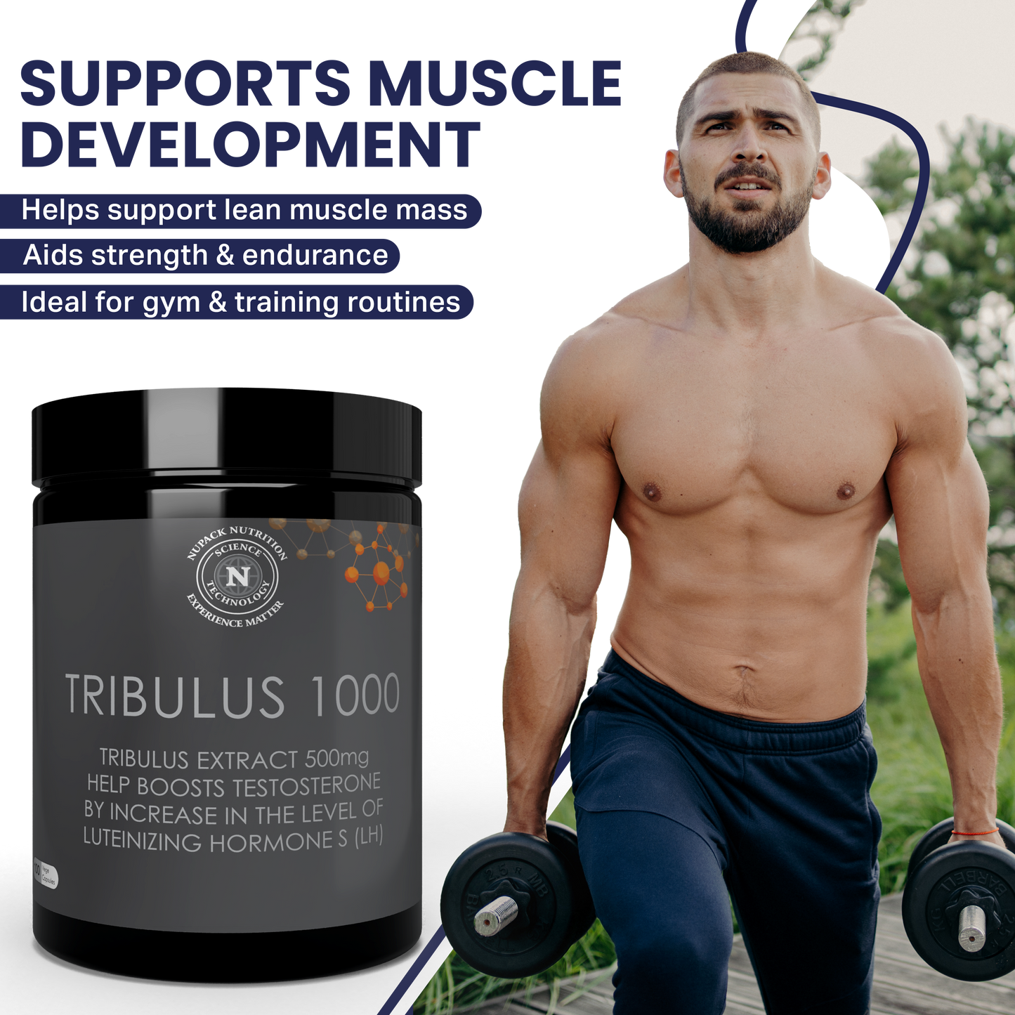 NUPACK Tribulus 1000 Testosterone Booster 500mg | Strength & Stamina | 100 Veg Caps