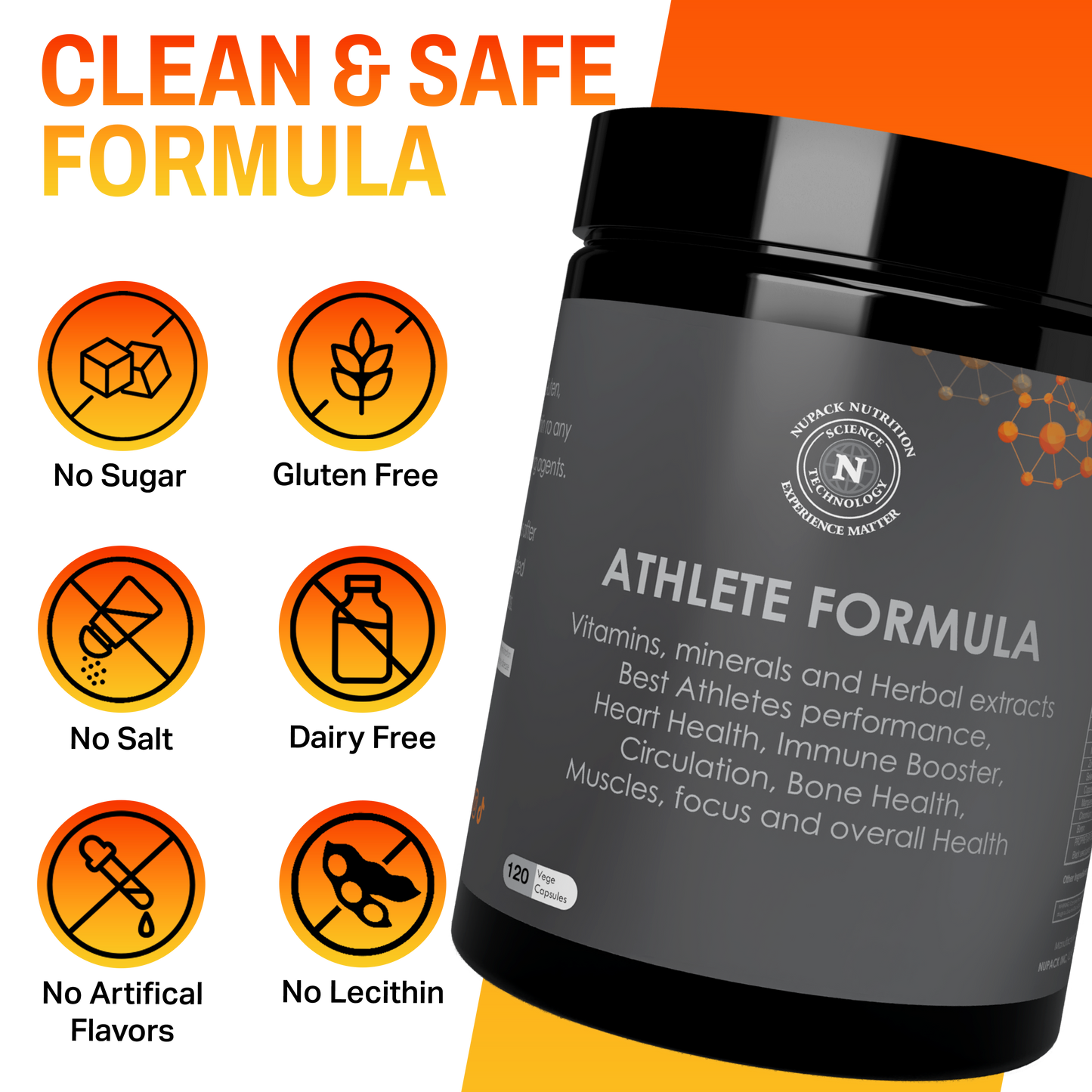 NUPACK Athlete Formula Multivitamin | Immune Support, Heart Health & Energy | 120 Veg Capsules