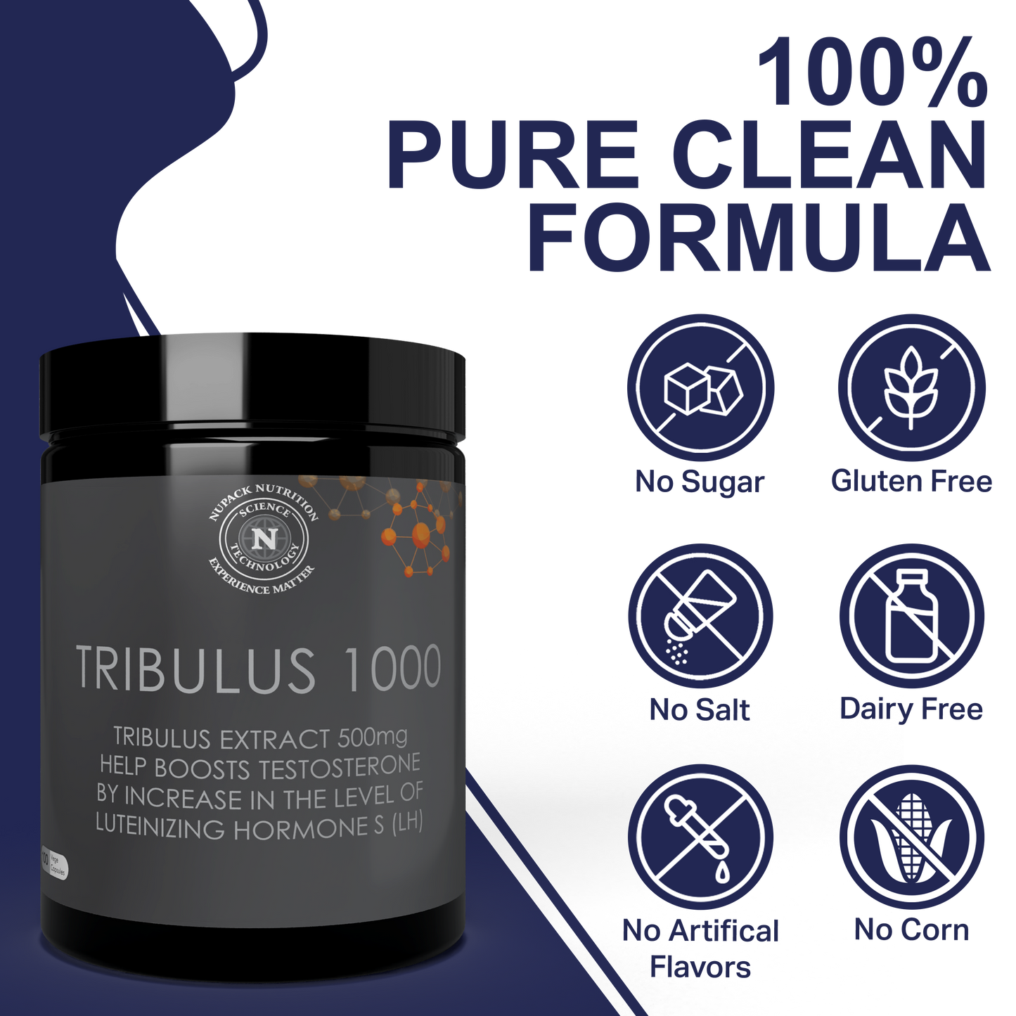 NUPACK Tribulus 1000 Testosterone Booster 500mg | Strength & Stamina | 100 Veg Caps