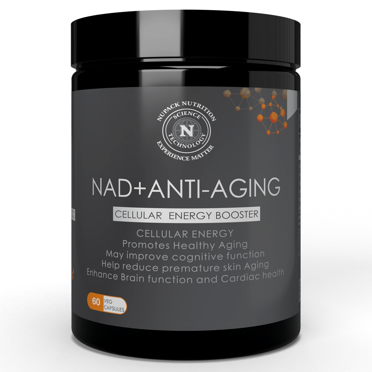NUPACK NAD + Anti-Aging Supplement | Cellular Energy, Healthy Aging & Brain Support (60 Veg Capsules)