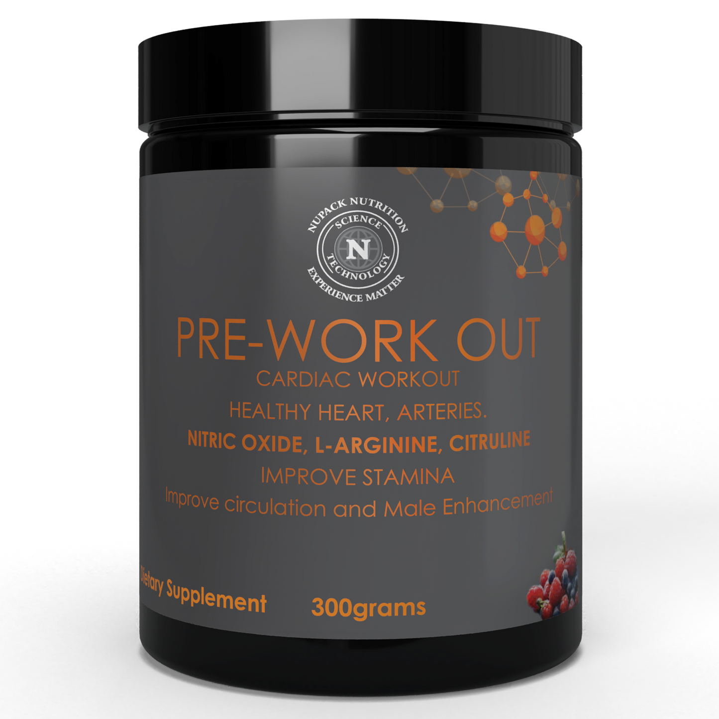 NUPACK Berry Blast Pre-Workout Powder | Energy, Stamina, Nitric Oxide Support | 300g
